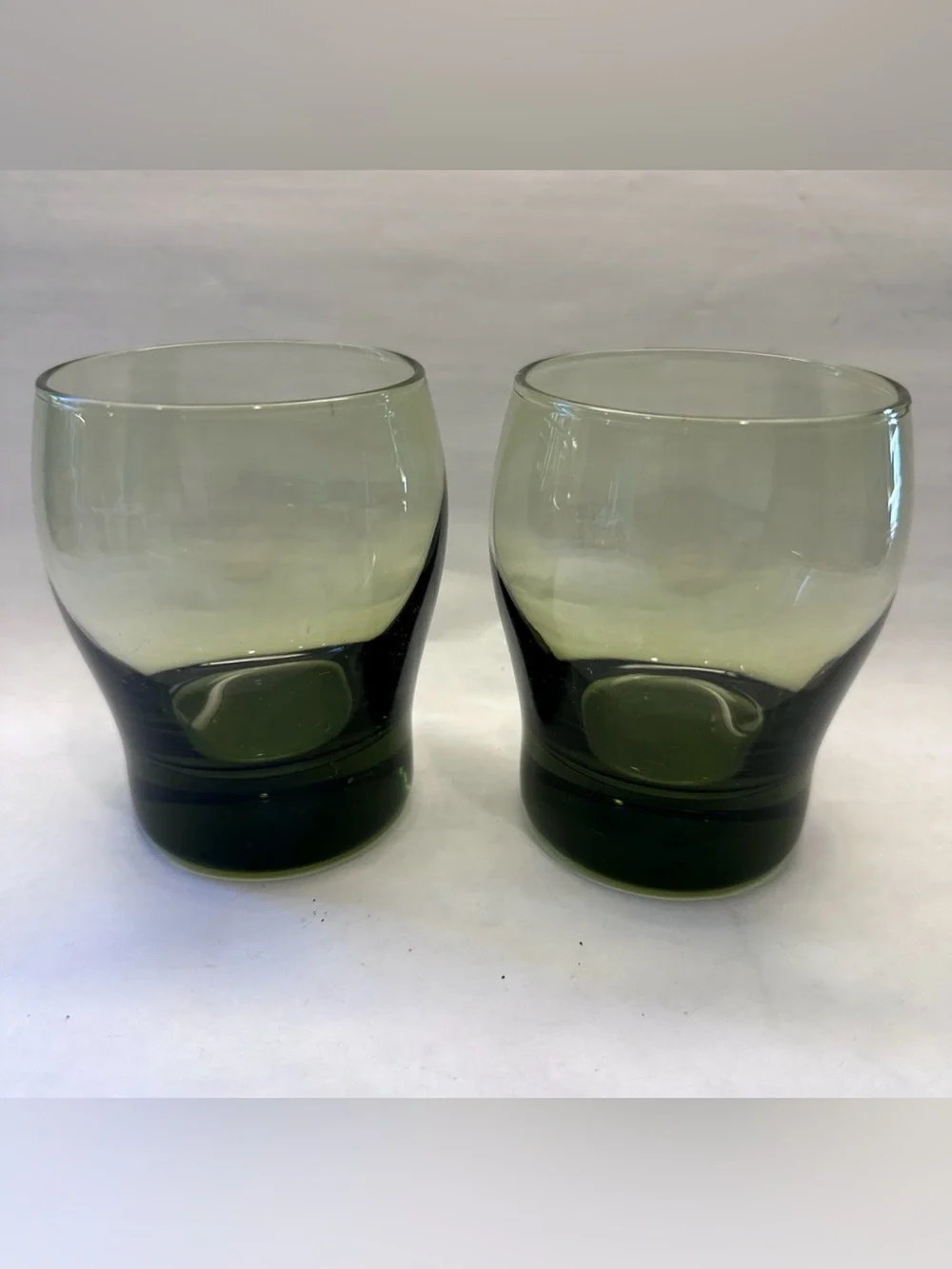 2 Libbey Perception Olive Green Double Old Fashioned Glasses 10oz Tumblers Pair